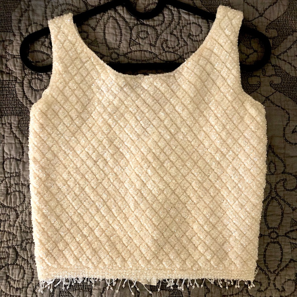Vintage Hand Beaded Lambswool Tank Top